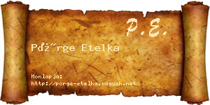 Pörge Etelka névjegykártya